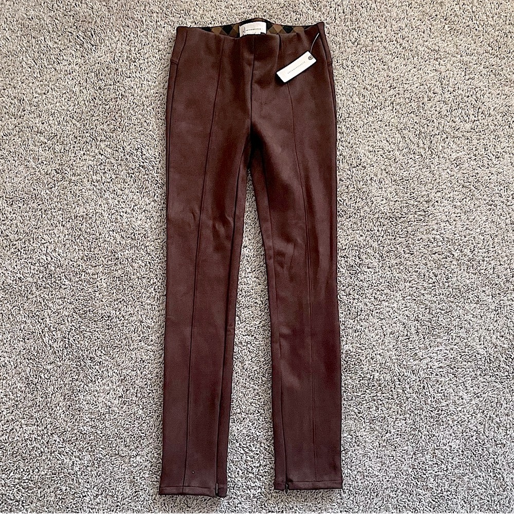 NEW Anthropologie Brown Faux Suede Tailored Pants size 25